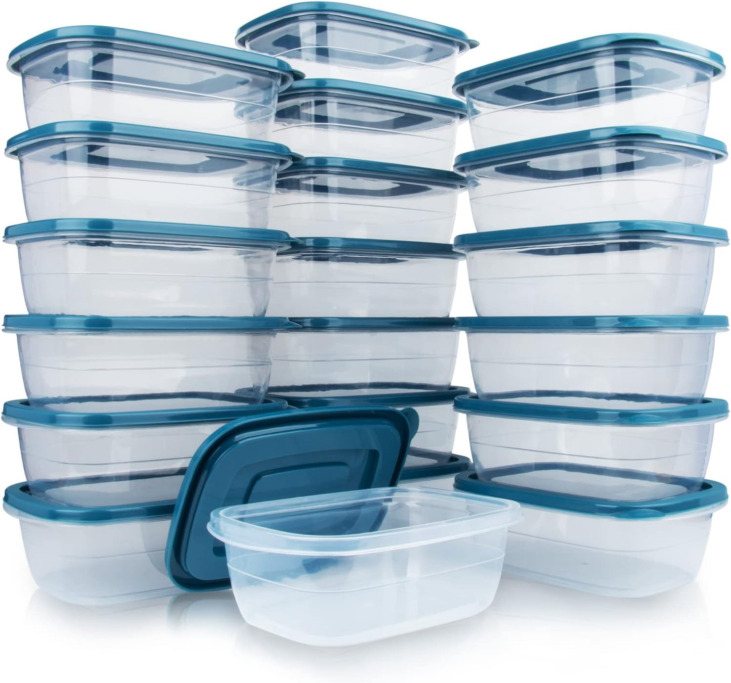 10PCS Rectangle Plastic Portion Box Sets with Lids.Food Storage Box,Container Sets,Food Storage,Food Containers,Plastic Container,Use for School,Work and Travel,500Ml per Box, Blue