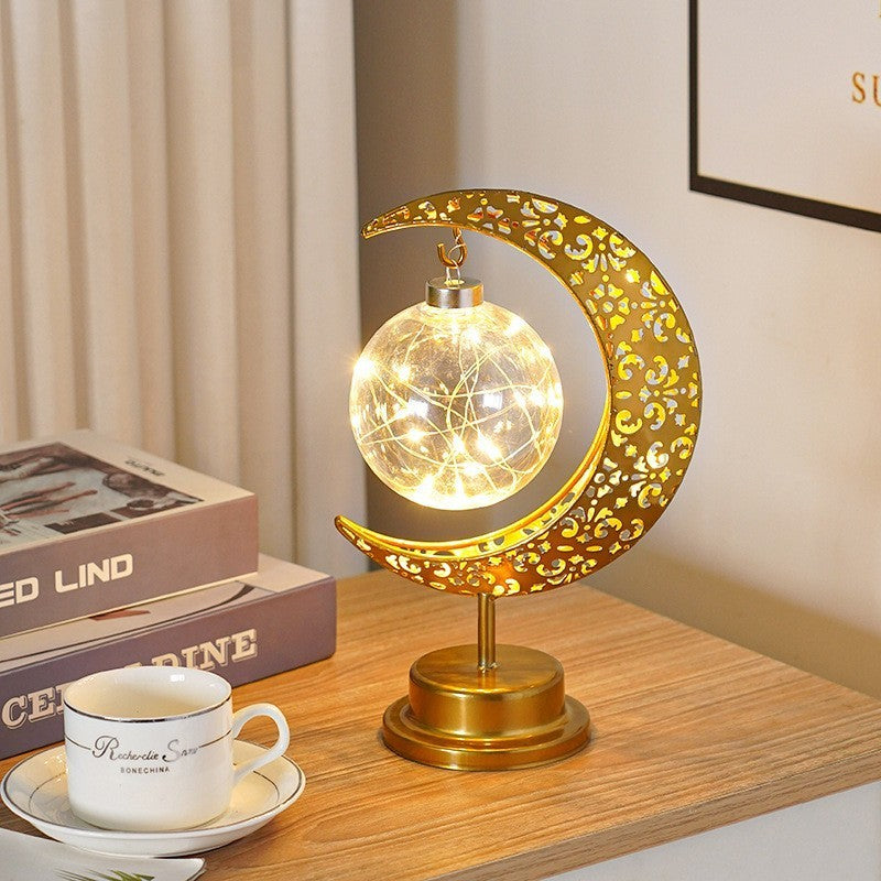 Iron Moon LED Lamp – Creative Modeling Light for Bedroom Decor