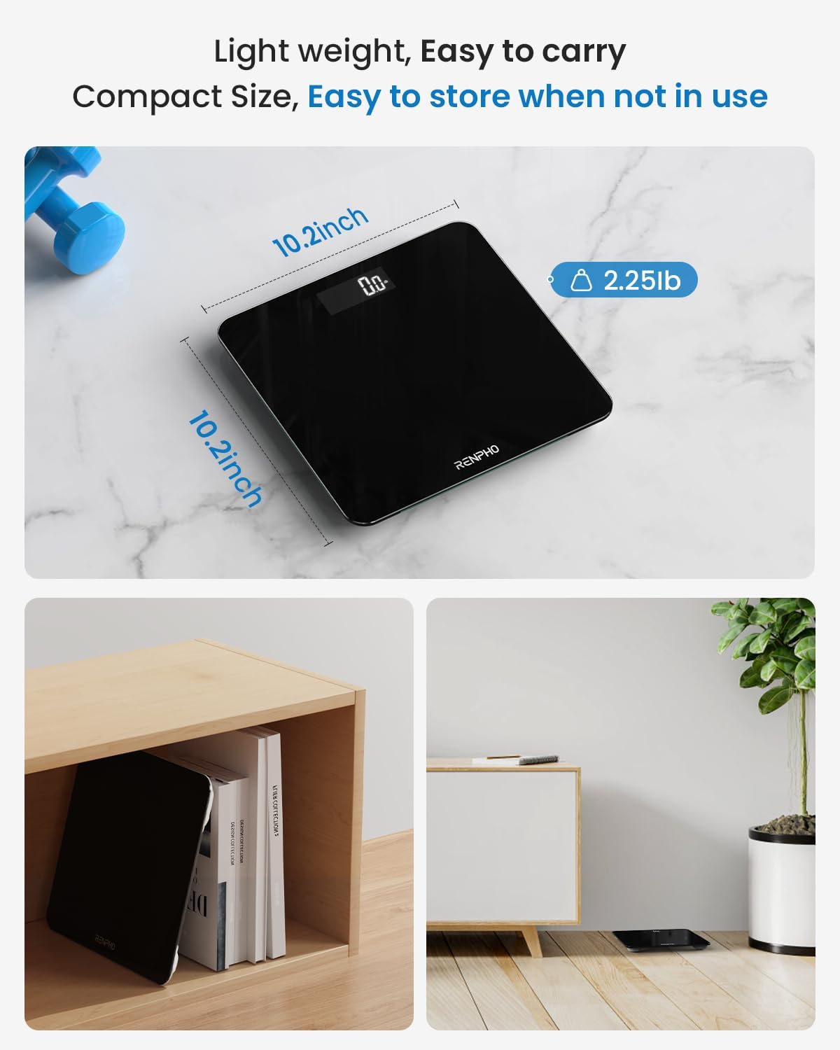 Digital Bathroom Scales for Body Weight, Weighing Scale Electronic Bath Scales with High Precision Sensors Accurate Weight Machine for People, LED Display, Step-On, Black, Core 1S