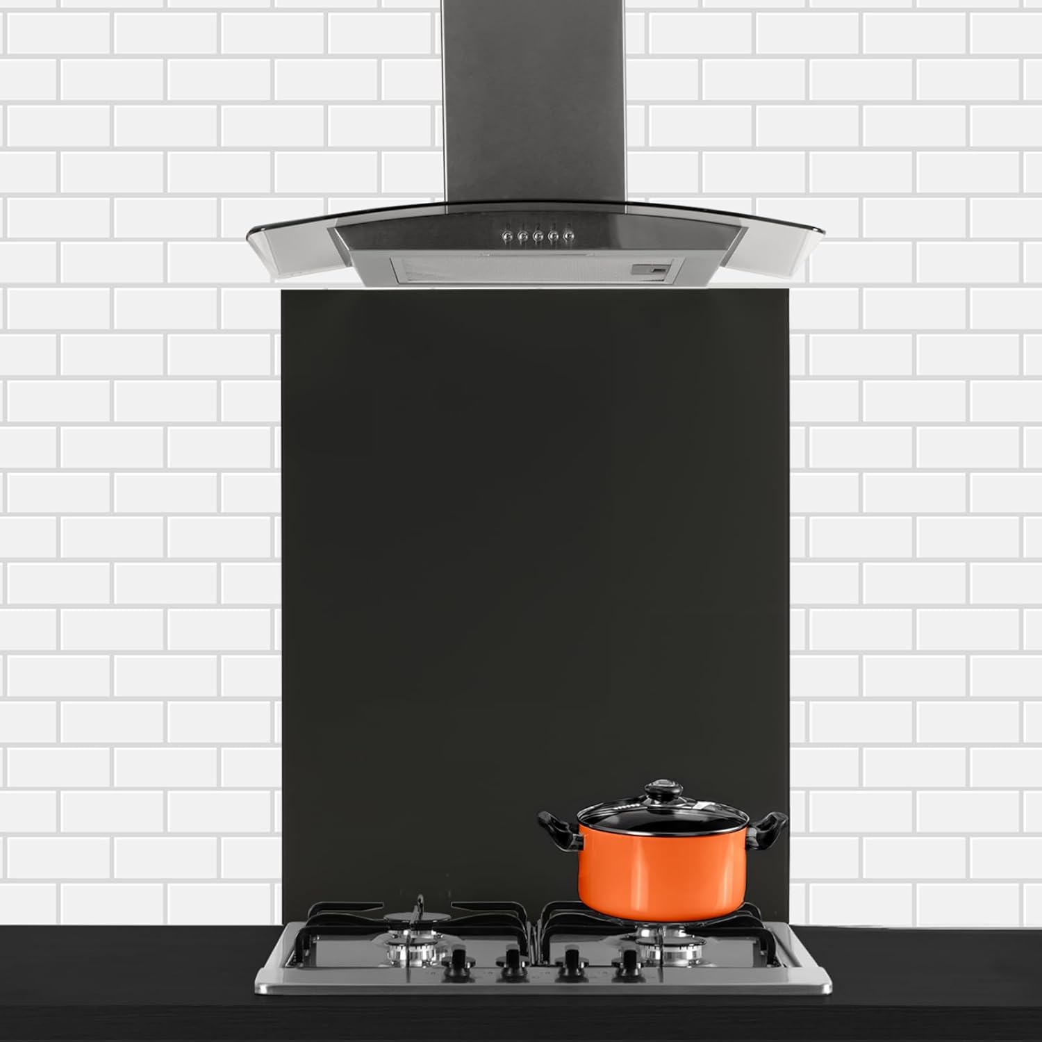 SP60BL 60Cm X 75Cm Black Toughened Kitchen Glass Splashback