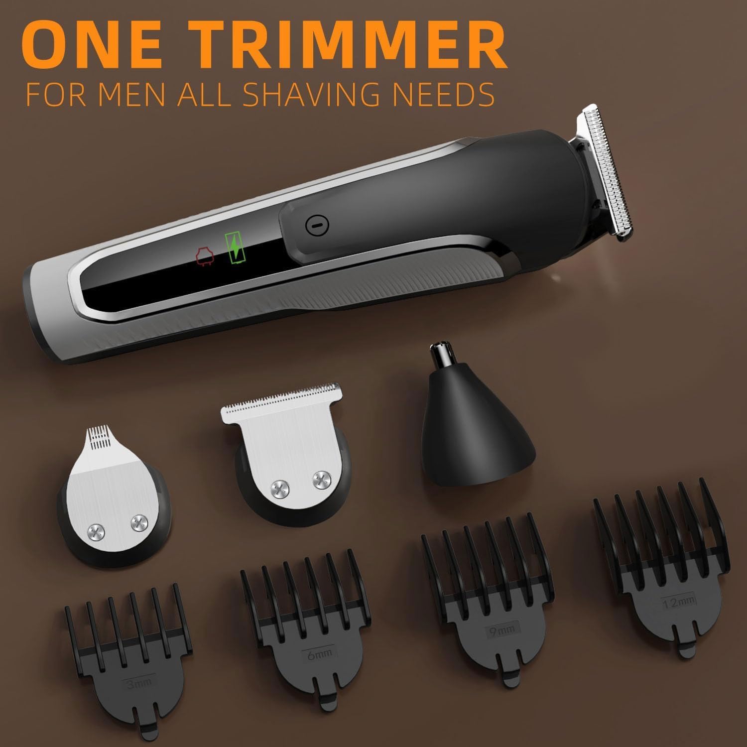 Beard Trimmer Men, Hair Clippers Men, All-In-One Men'S Grooming Kit with Nose and Ear Trimmer, Detail Trimmer, IPX6 Waterproof Professional Cordless Hair Clipper with 4 Limit Combs