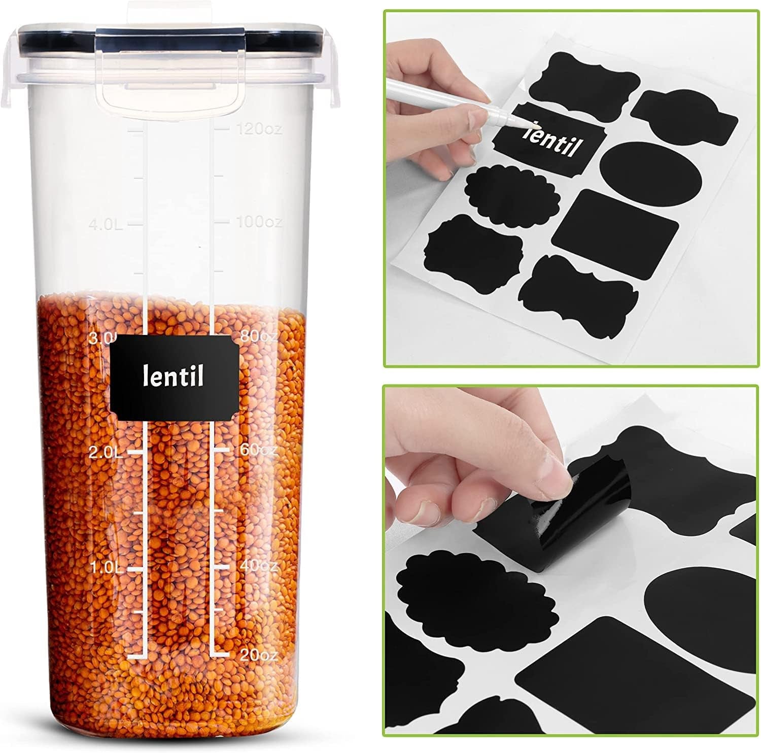 Cereal Storage Container (Set of 3) – BPA Free Plastic – Airtight Kitchen Storage Containers -Dry Food Storage – Cereal Dispenser for Kitchen & Pantry