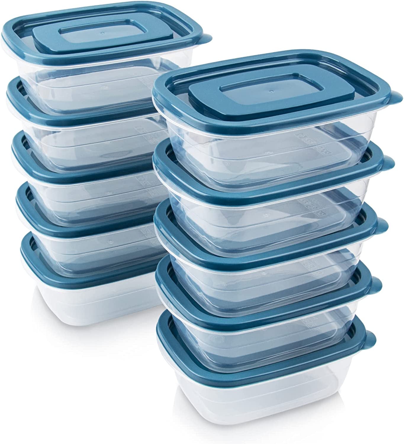 10PCS Rectangle Plastic Portion Box Sets with Lids.Food Storage Box,Container Sets,Food Storage,Food Containers,Plastic Container,Use for School,Work and Travel,500Ml per Box, Blue