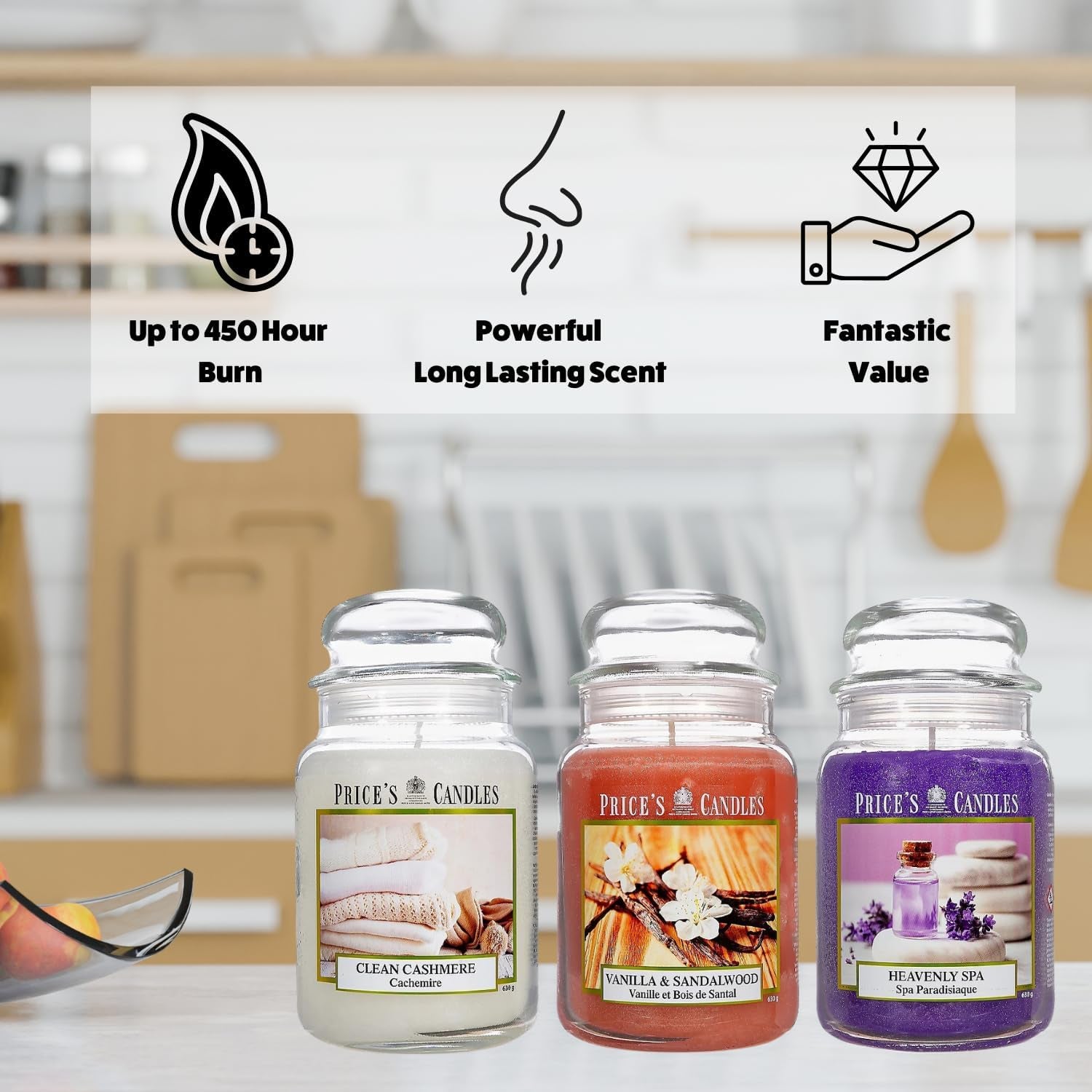 Candles Limited Edition Set of 3 Large Jar Candles Bundle | Scented Candles Long Burning up to 450 Hours Burn Time | Large Scented Candles for a Relaxing Mood