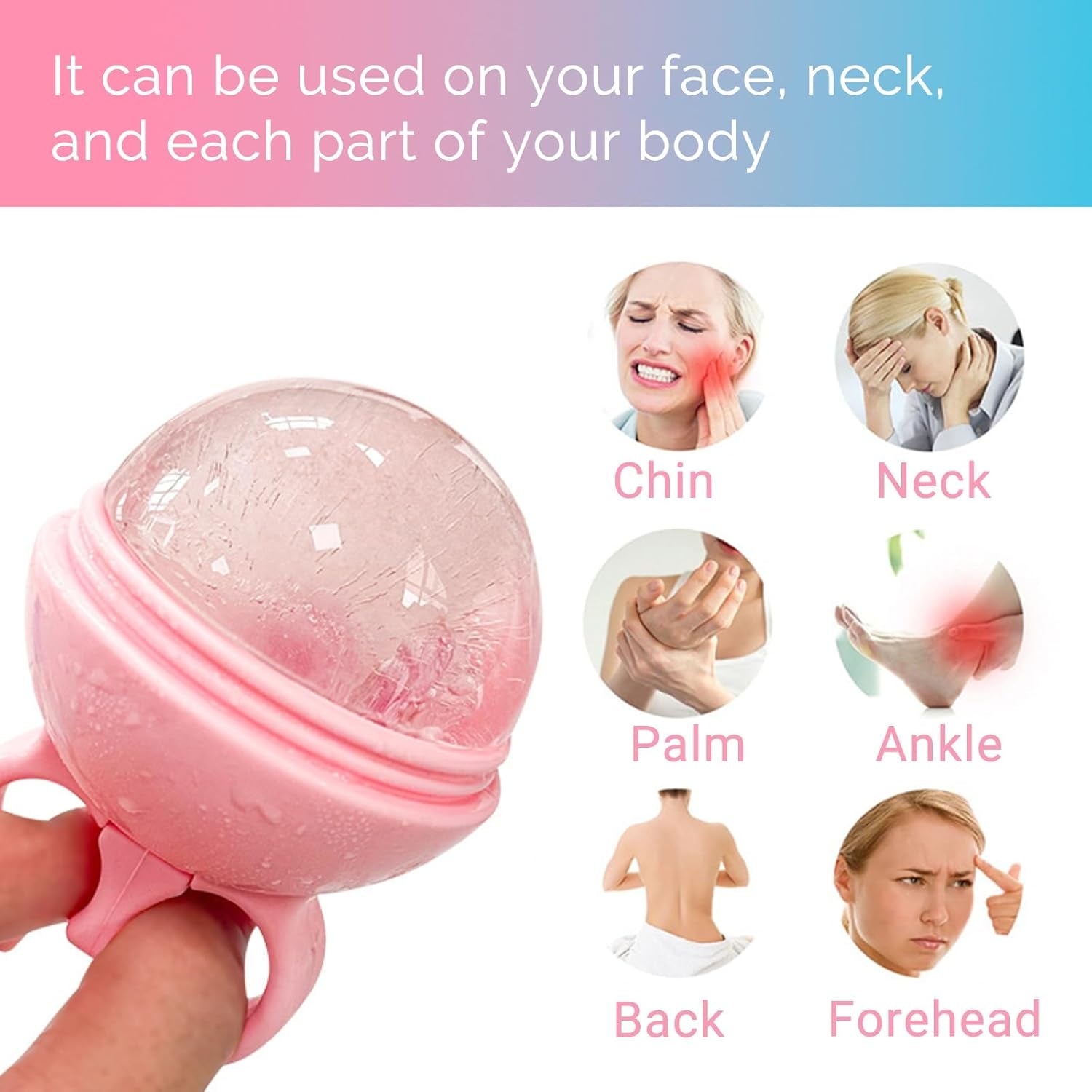 Ice Roller for Face, 2Pcs Reusable Silicone Mold Face Massage Eye Facial Beauty Skin Care Tools Apply Ice for Shrink Pores anti Wrinkle Reduce Puffiness Improve Skin Elasticity, Pink & Blue