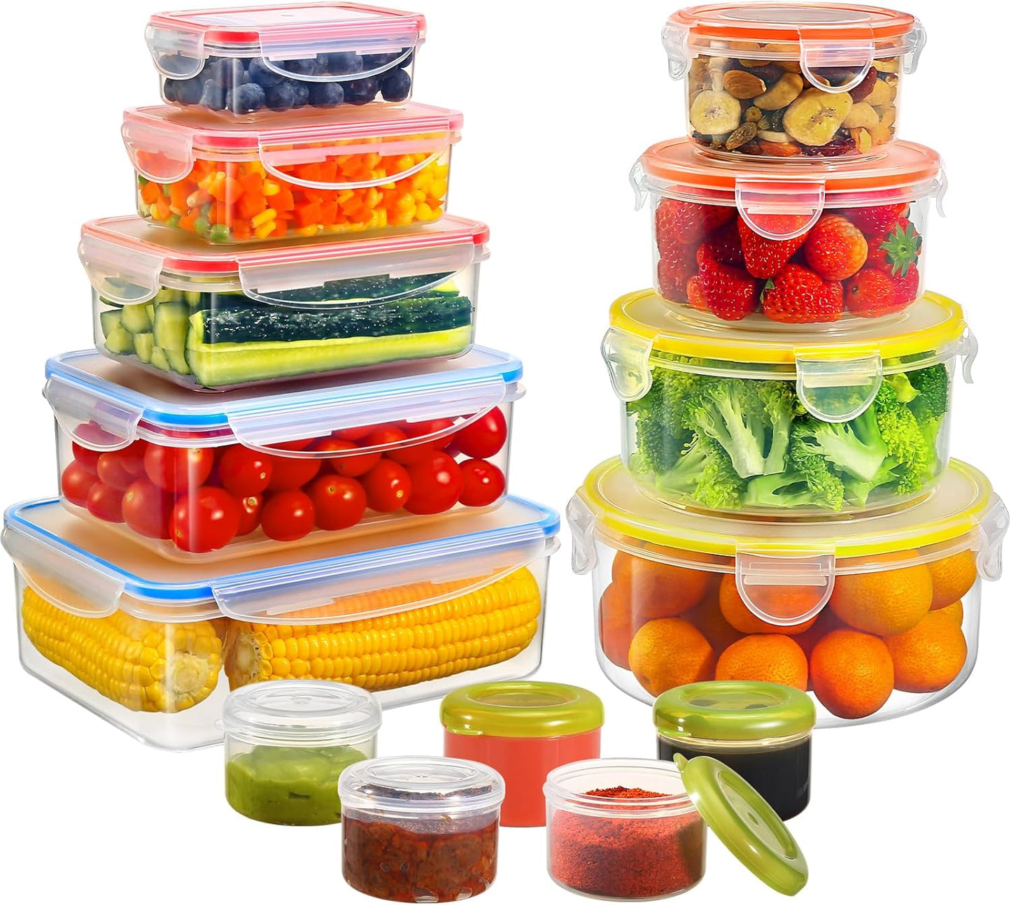 38PCS Food Storage Containers with Lids Airtight, Plastic Food Containers for Kitchen Storage Organization, 100% Leakproof, Bpa-Free Meal Prep Containers with Labels & Marker