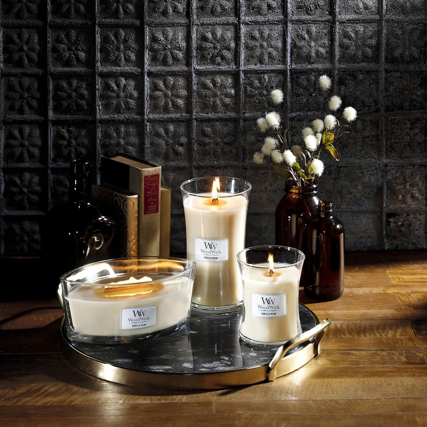 Scented Candle with Crackling Wick, Vanilla Bean Large Hourglass Candle, Long Burning Candles: up to 130 Hours, Perfect Gifts for Women