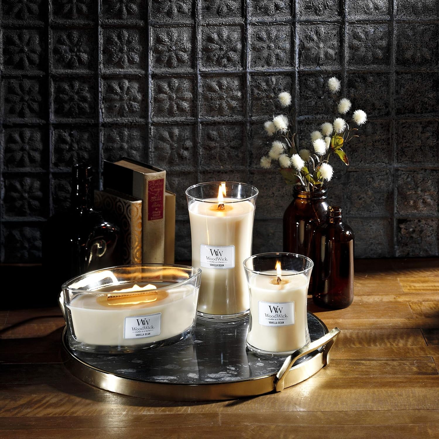 Scented Candle with Crackling Wick, Vanilla Bean Large Hourglass Candle, Long Burning Candles: up to 130 Hours, Perfect Gifts for Women