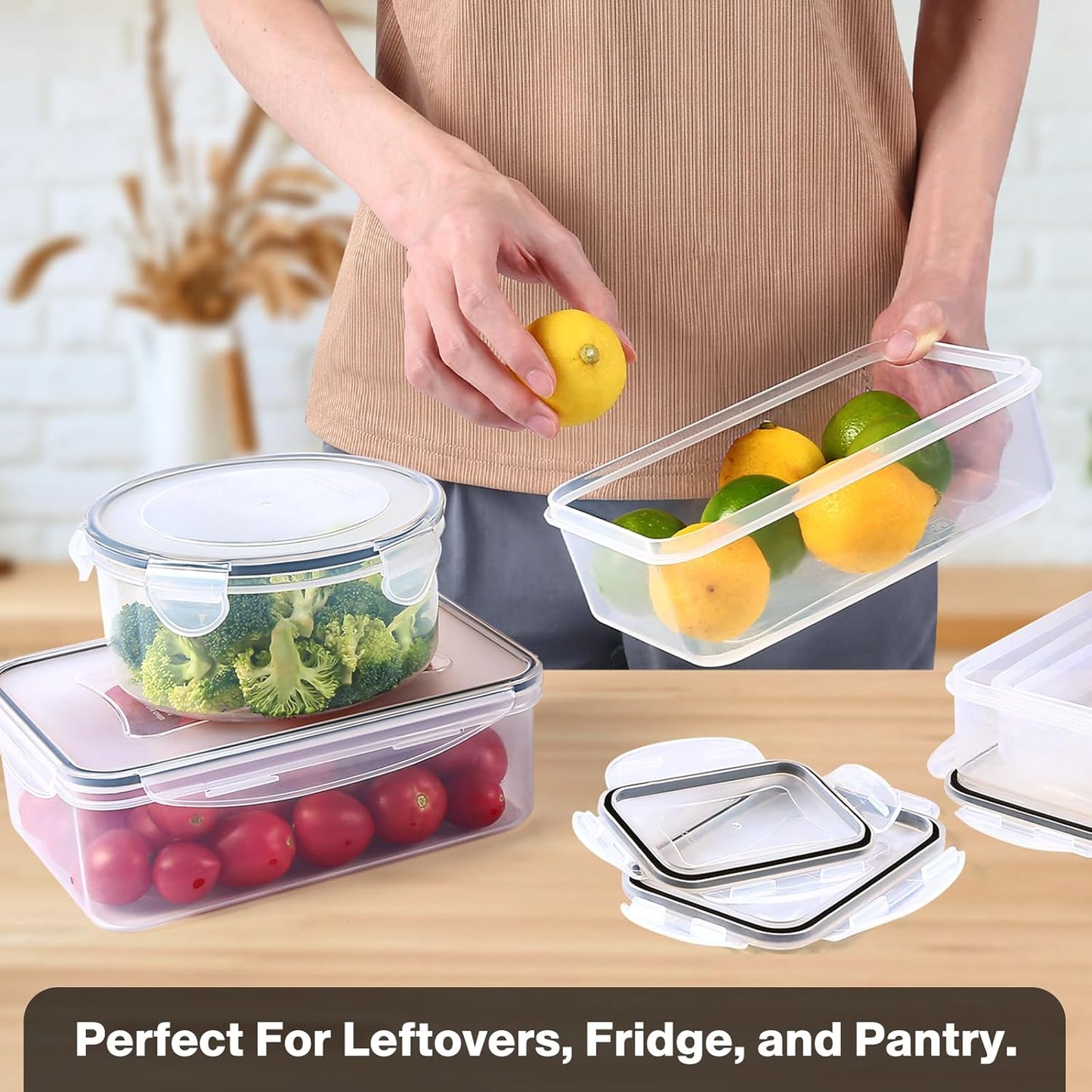 38PCS Food Storage Containers with Lids Airtight, Plastic Food Containers for Kitchen Storage Organization, 100% Leakproof, Bpa-Free Meal Prep Containers with Labels & Marker