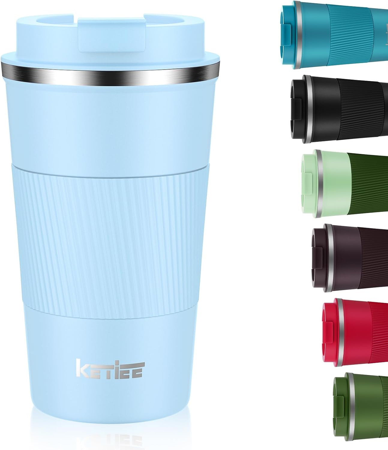 Travel Mugs, 380Ml Insulated Coffee Cup with Leakproof Lid,Reusable Coffee Cups Travel Cup,Coffee Travel Mug,Double Walled Coffee Mug,Stainless Steel Thermaol Mug for Hot Cold Drinks,Blue