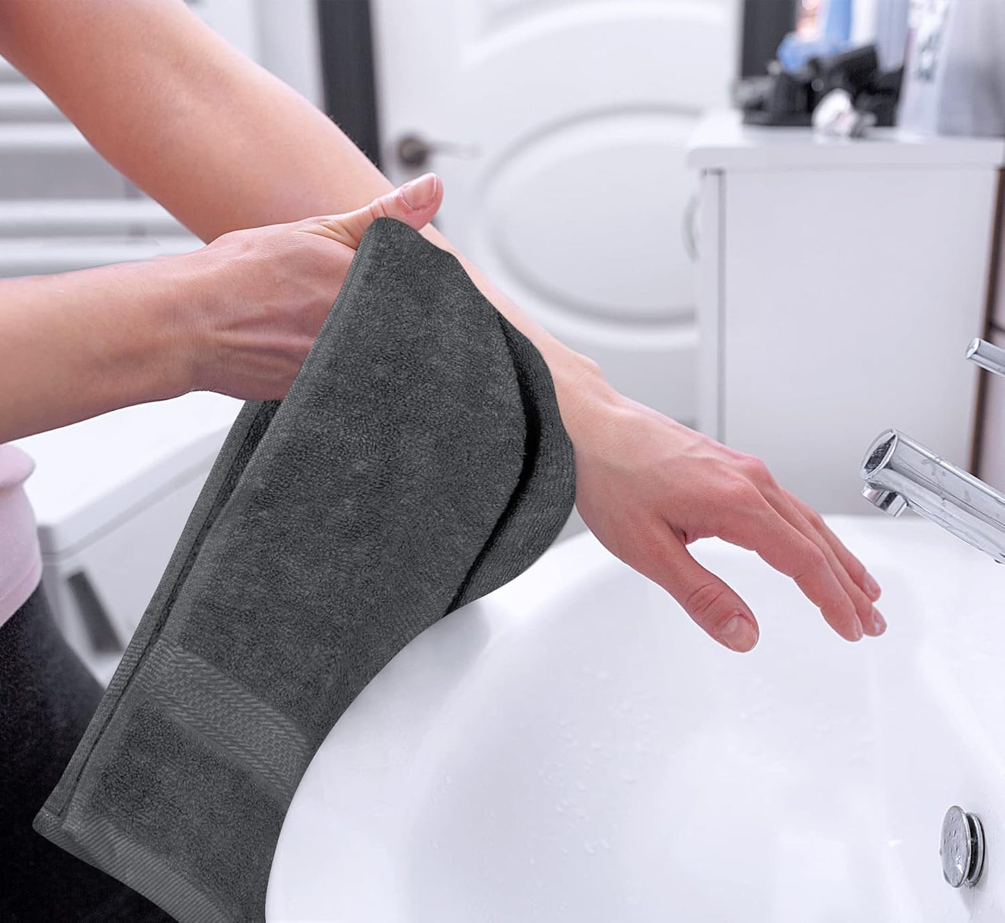 - Premium Hand Towels - 100% Combed Ring Spun Cotton, Ultra Soft and Highly Absorbent, Extra Large Thick Hand Towels 41 X 71 Cm, Hotel & Spa Quality Hand Towels (6-Pack) (Grey)