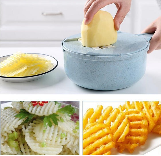 8-in-1 Mandoline Slicer & Grater – Veg Cutter, Peeler, & Strainer