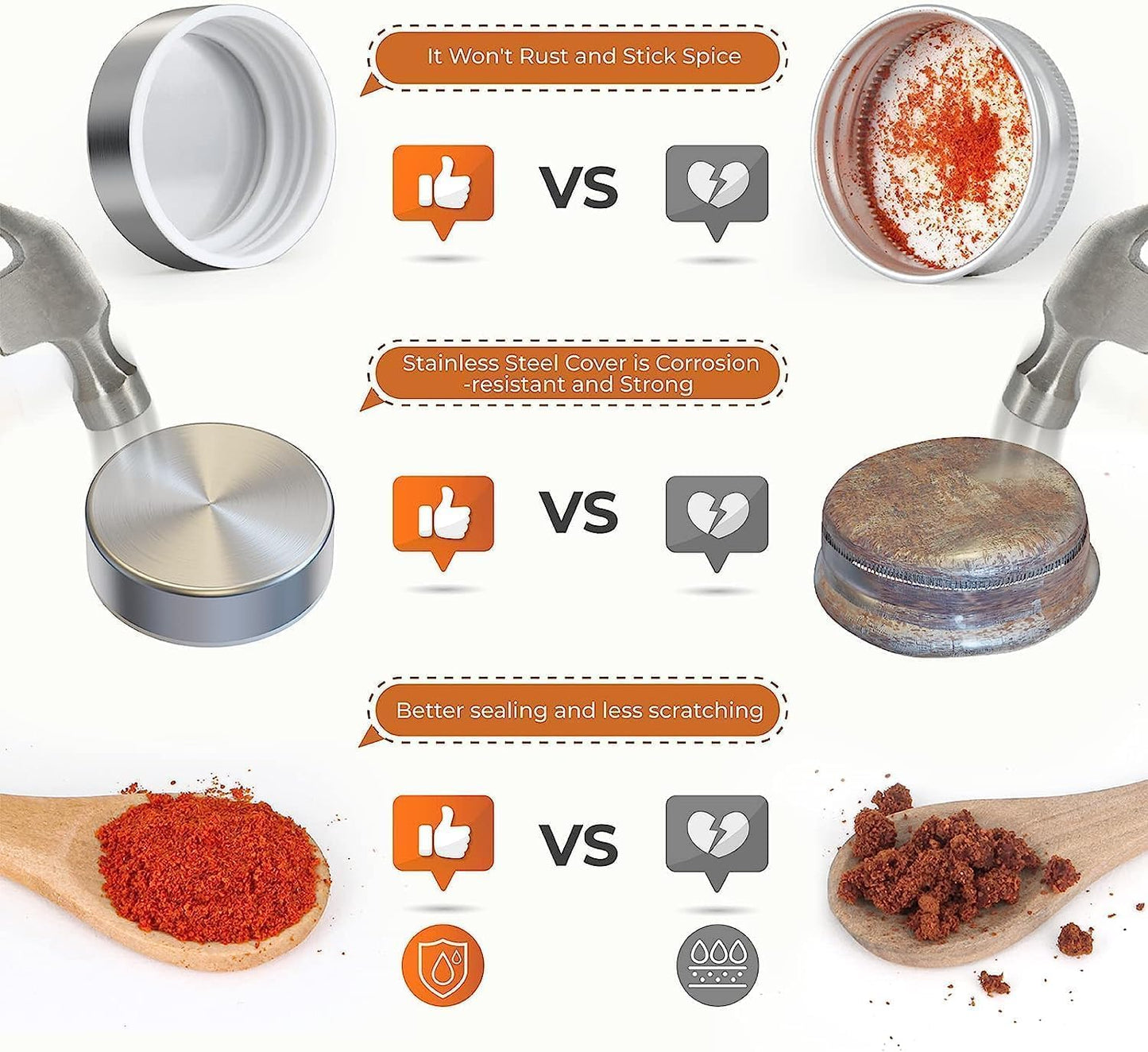 36 Pack Spice Jars with Square Stainless Steel Lids, 120Ml Kitchen Spice Containers with Label , Pen, Hose Brush, 2 Silicone Funnels, for Home Kitchen Spice, Seasonings, Condiments, Herbs Storage