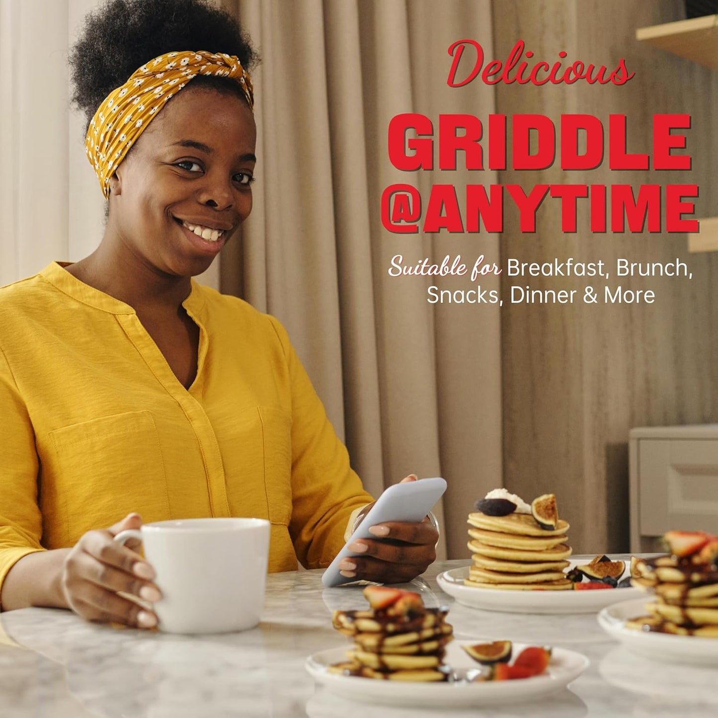 Double Mini Pancake Maker Machine, Arepa Maker, 2 X 4-Inch Electric Pancakes Maker Griddle, Ideal for Pancakes, Cookies, Eggs, Arepas & Breakfast Sandwiches, 230V, UK Plug, White