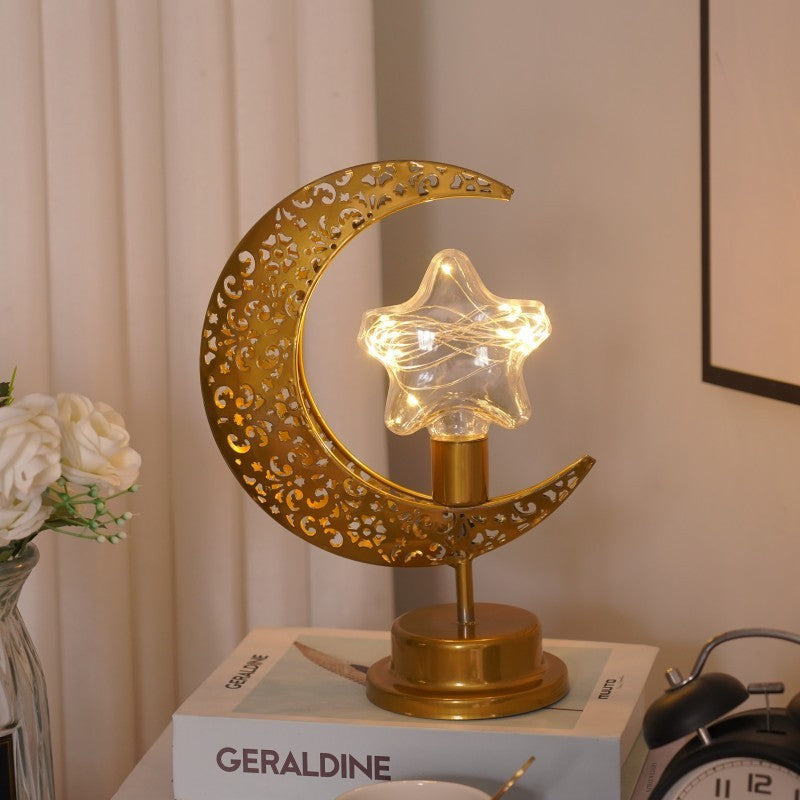 Iron Moon LED Lamp – Creative Modeling Light for Bedroom Decor