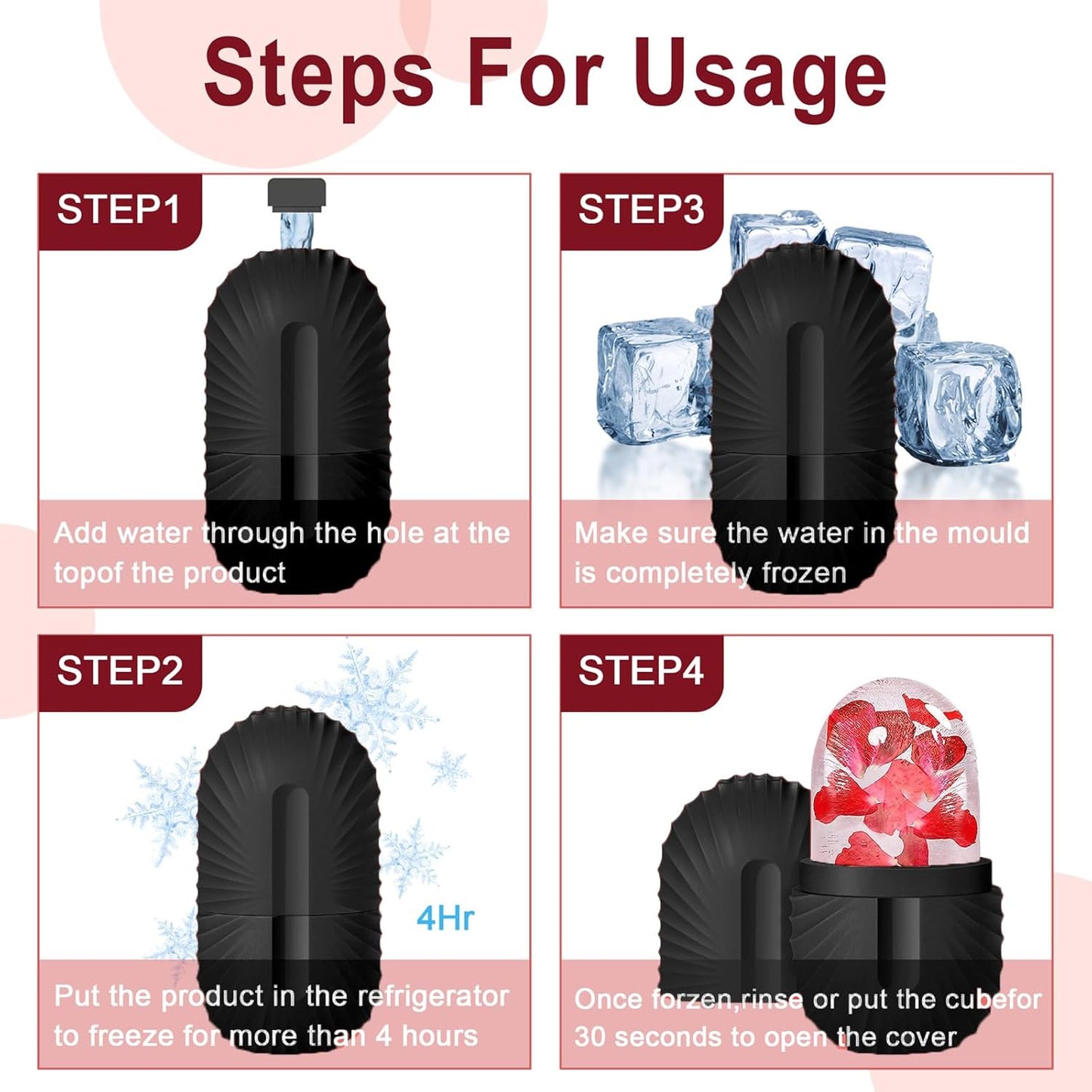 Ice Face Roller, Reusable Silicone Mold Face Massage Eye Facial Beauty Skin Care Tools Apply Ice for Shrink Pores anti Wrinkle Reduce Puffiness Improve Skin Elasticity, Seashell, Black