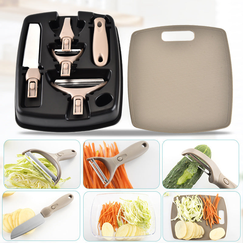 3-Piece Stainless Steel Cutter Set – Chopping Board, Peeler & Knife