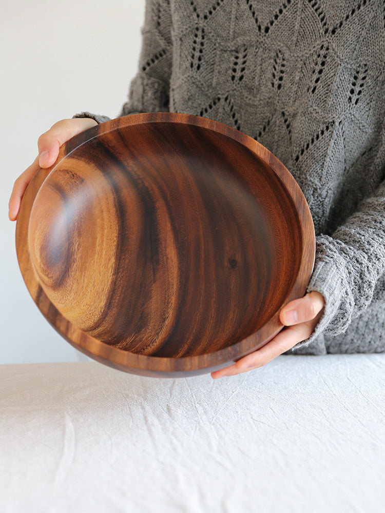 Natural Wooden Salad & Fruit Bowl, Durable Kitchen Serving Dish for Home & Restaurant