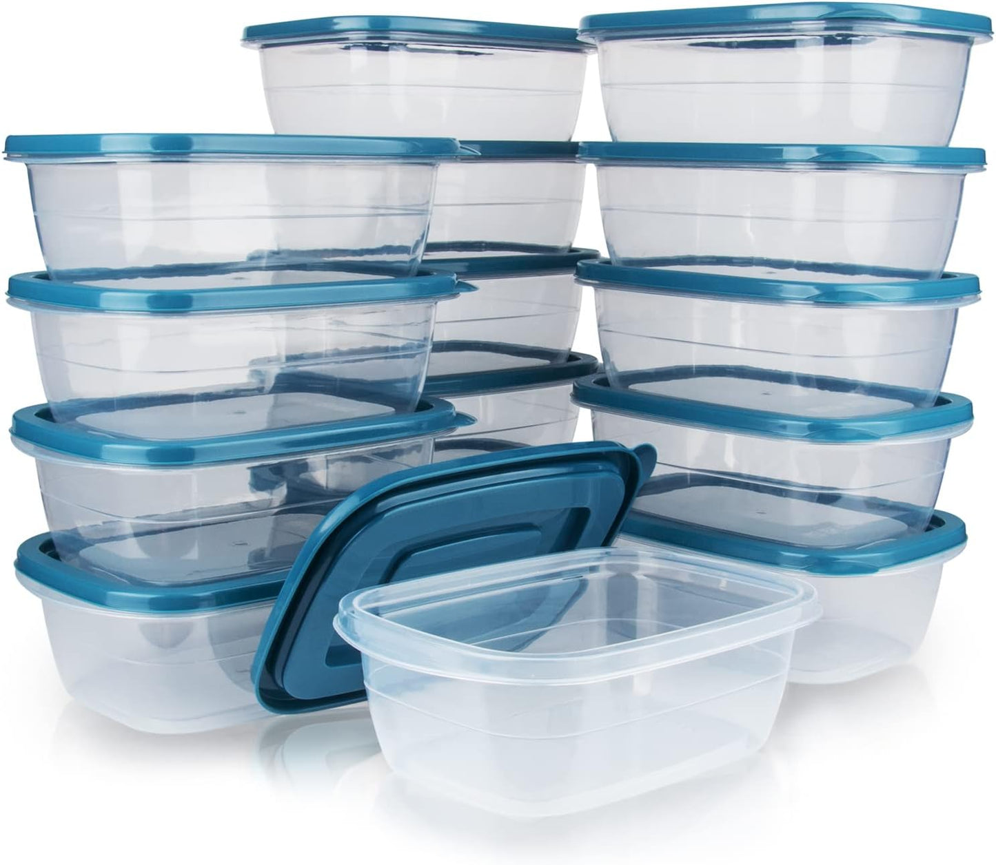 10PCS Rectangle Plastic Portion Box Sets with Lids.Food Storage Box,Container Sets,Food Storage,Food Containers,Plastic Container,Use for School,Work and Travel,500Ml per Box, Blue