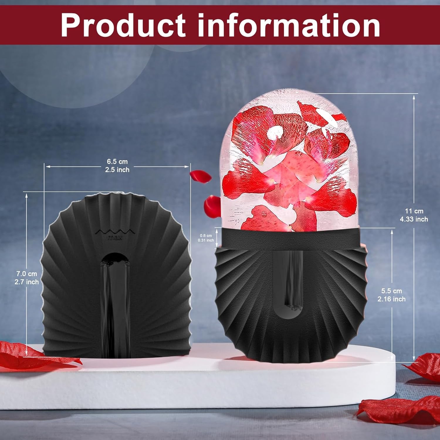 Ice Face Roller, Reusable Silicone Mold Face Massage Eye Facial Beauty Skin Care Tools Apply Ice for Shrink Pores anti Wrinkle Reduce Puffiness Improve Skin Elasticity, Seashell, Black
