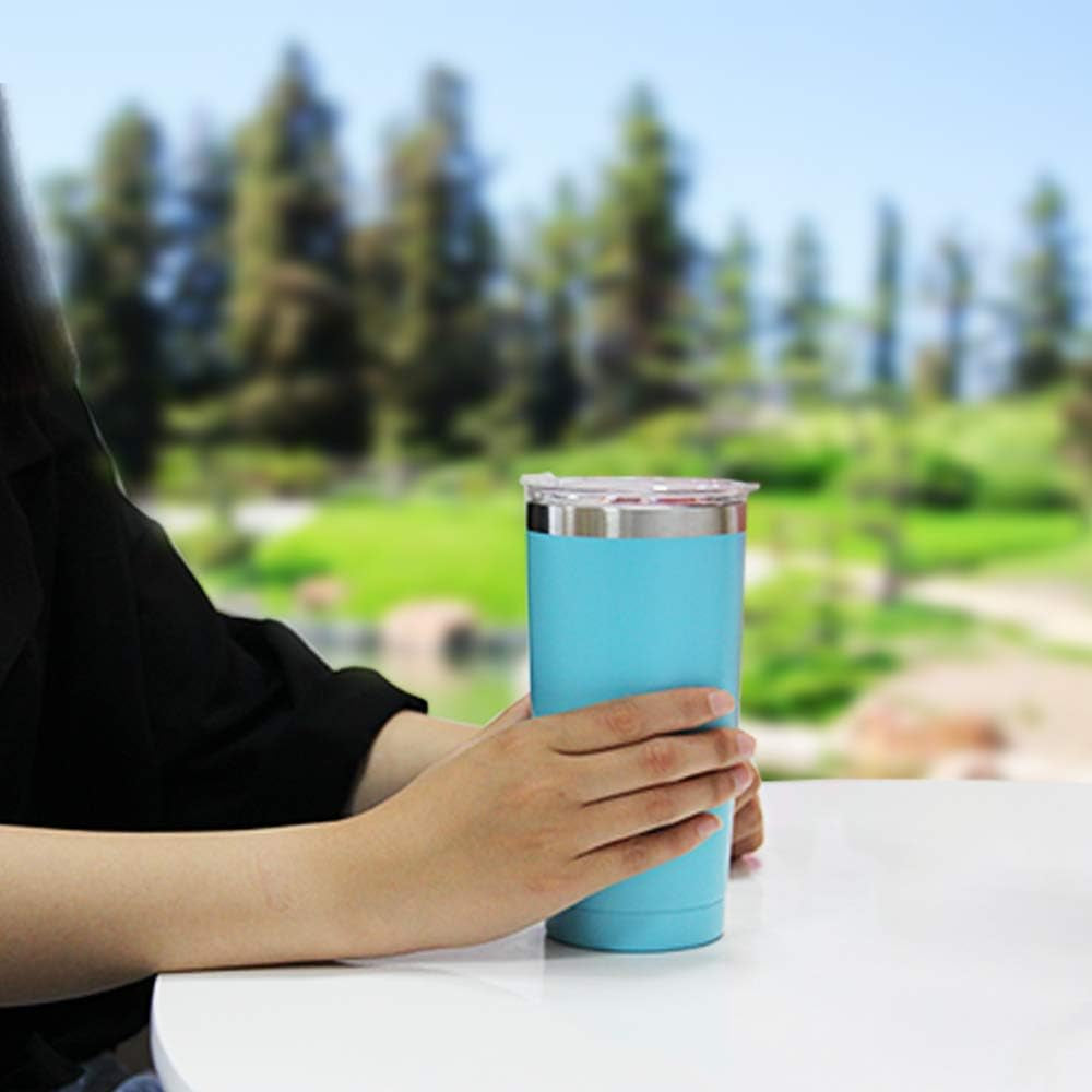 Stainless Steel Travel Tumbler with Straw and Lids, Insulated Coffee Cup Double Wall Vacuum for Men Women, 550ML/20OZ, Blue