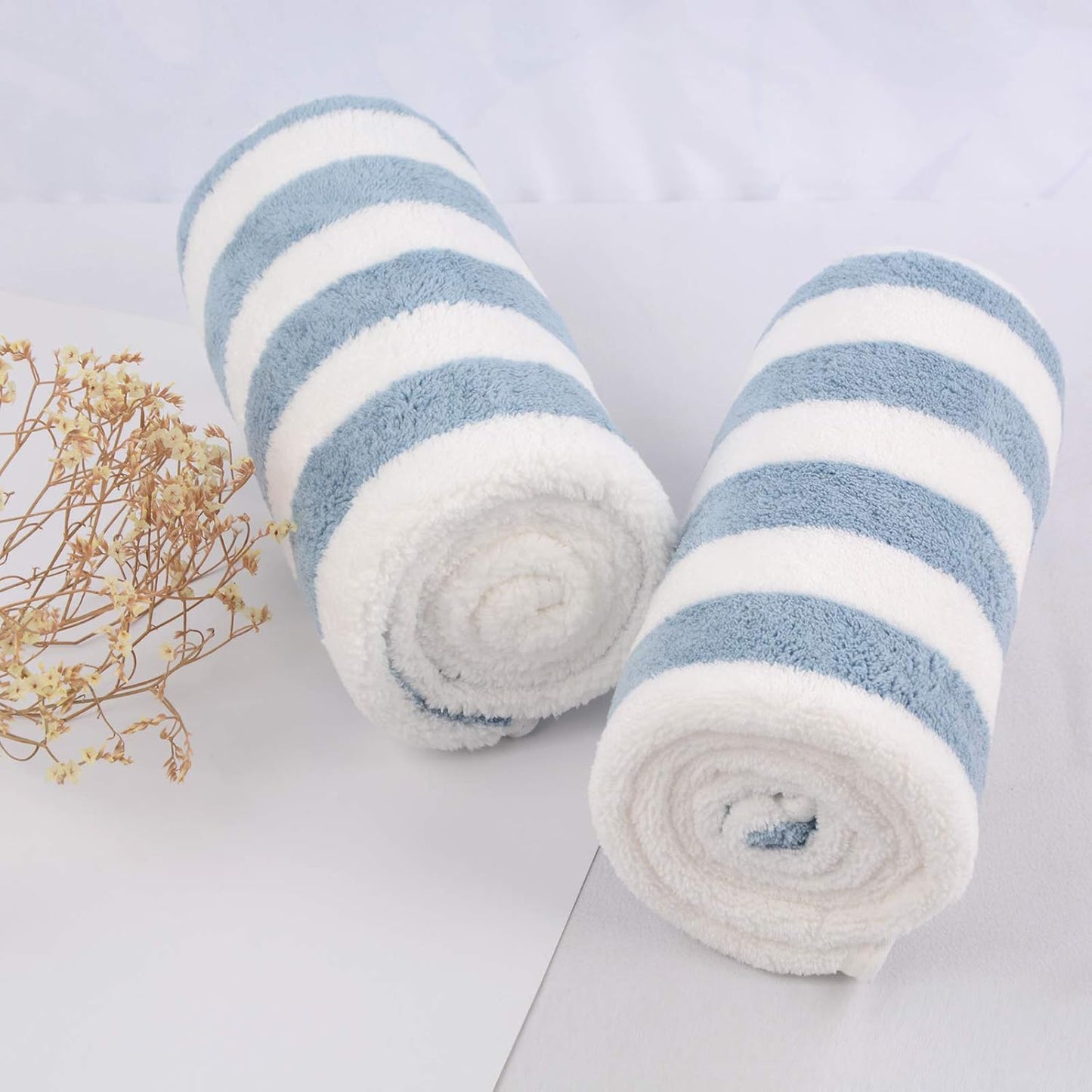 Microfibre Hand Towels for Bathroom, Super Soft & Fluffy Hand Towels, Super Water Absorbent & Quick Dry Towels, 100% Microfibre, 40X76Cm 2 Pcs Blue