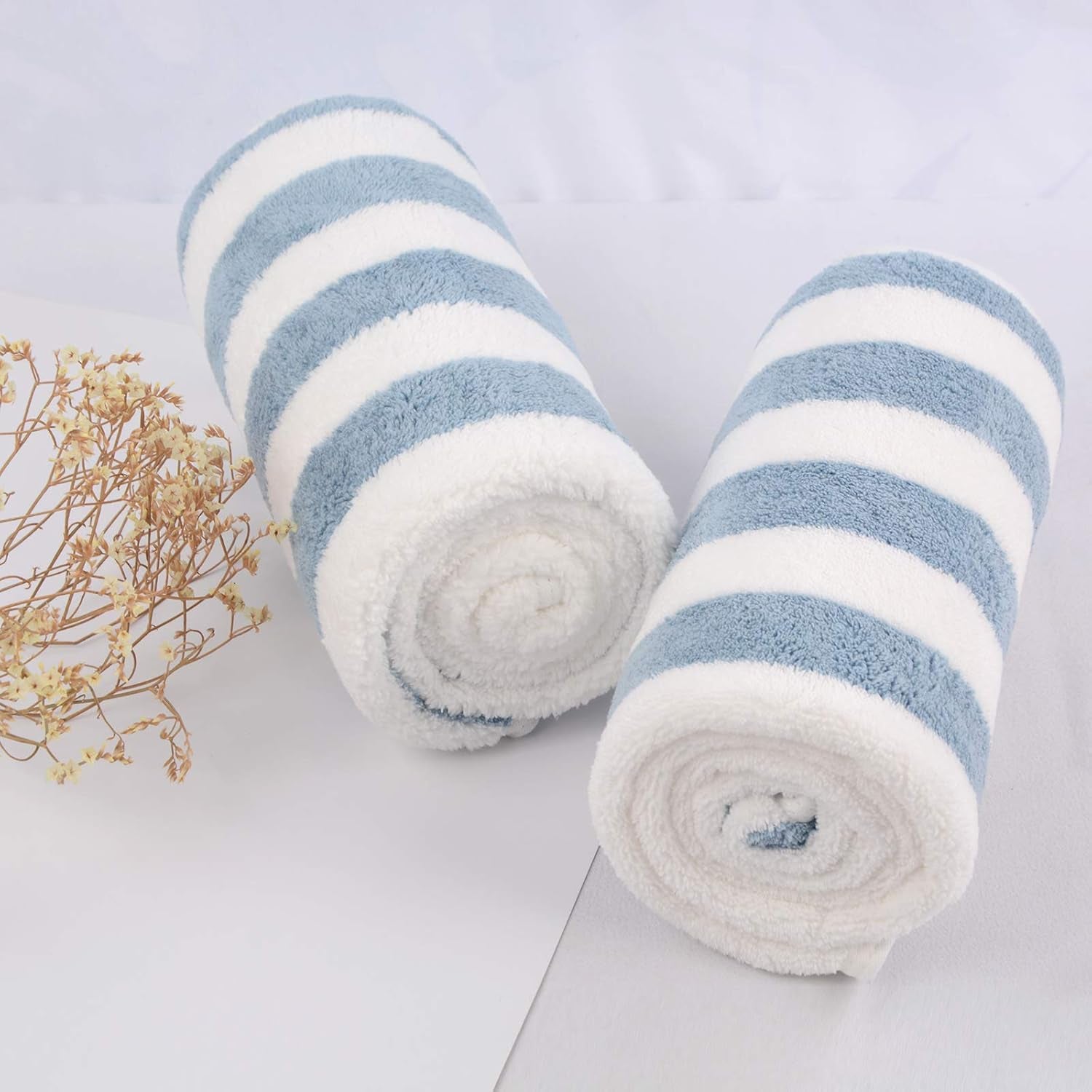 Microfibre Hand Towels for Bathroom, Super Soft & Fluffy Hand Towels, Super Water Absorbent & Quick Dry Towels, 100% Microfibre, 40X76Cm 2 Pcs Blue