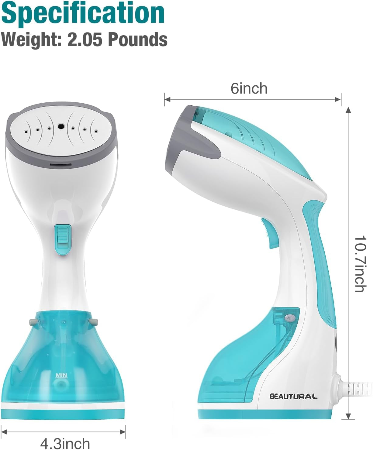 Clothes Steamer, Portable Handheld Steamer, Garment Fabric Wrinkles Remover, 30-Second Fast Heat-Up, Auto-Off, Large Detachable Water Tank