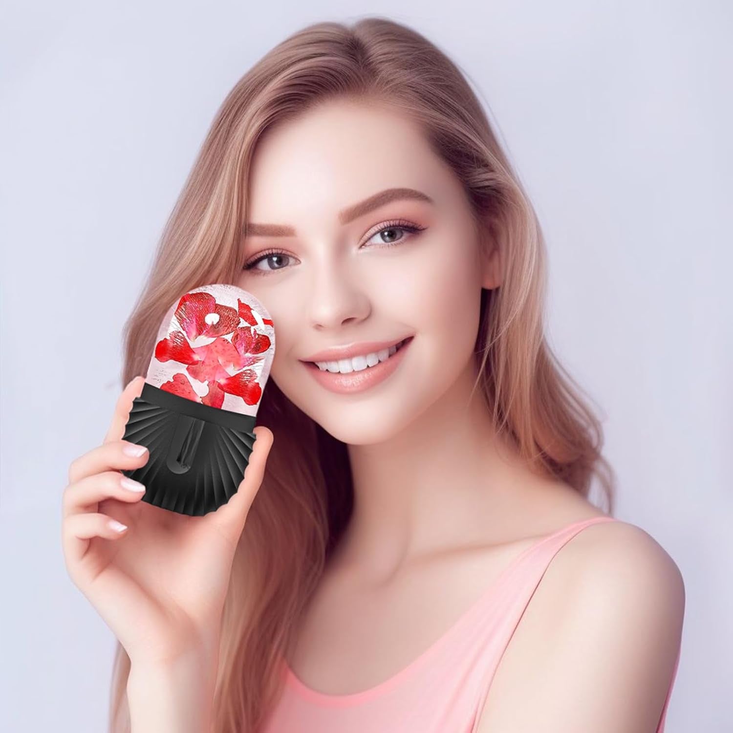 Ice Face Roller, Reusable Silicone Mold Face Massage Eye Facial Beauty Skin Care Tools Apply Ice for Shrink Pores anti Wrinkle Reduce Puffiness Improve Skin Elasticity, Seashell, Black