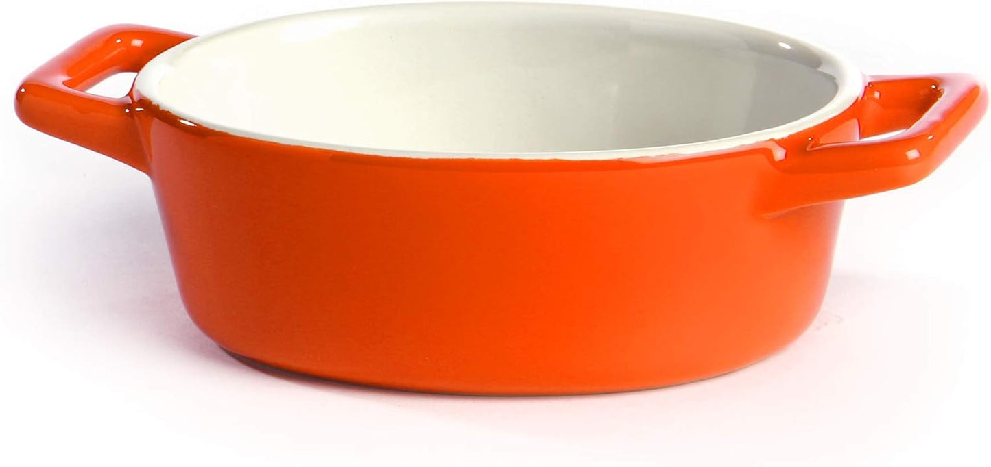 Mini Ceramic Oven Dishes - Set of 4 | Oval Baking Dish | Oven to Table Baking Dishes | Red, Blue, Green & Orange Colours | Lasagne, Pie and Casserole Pot | M&W