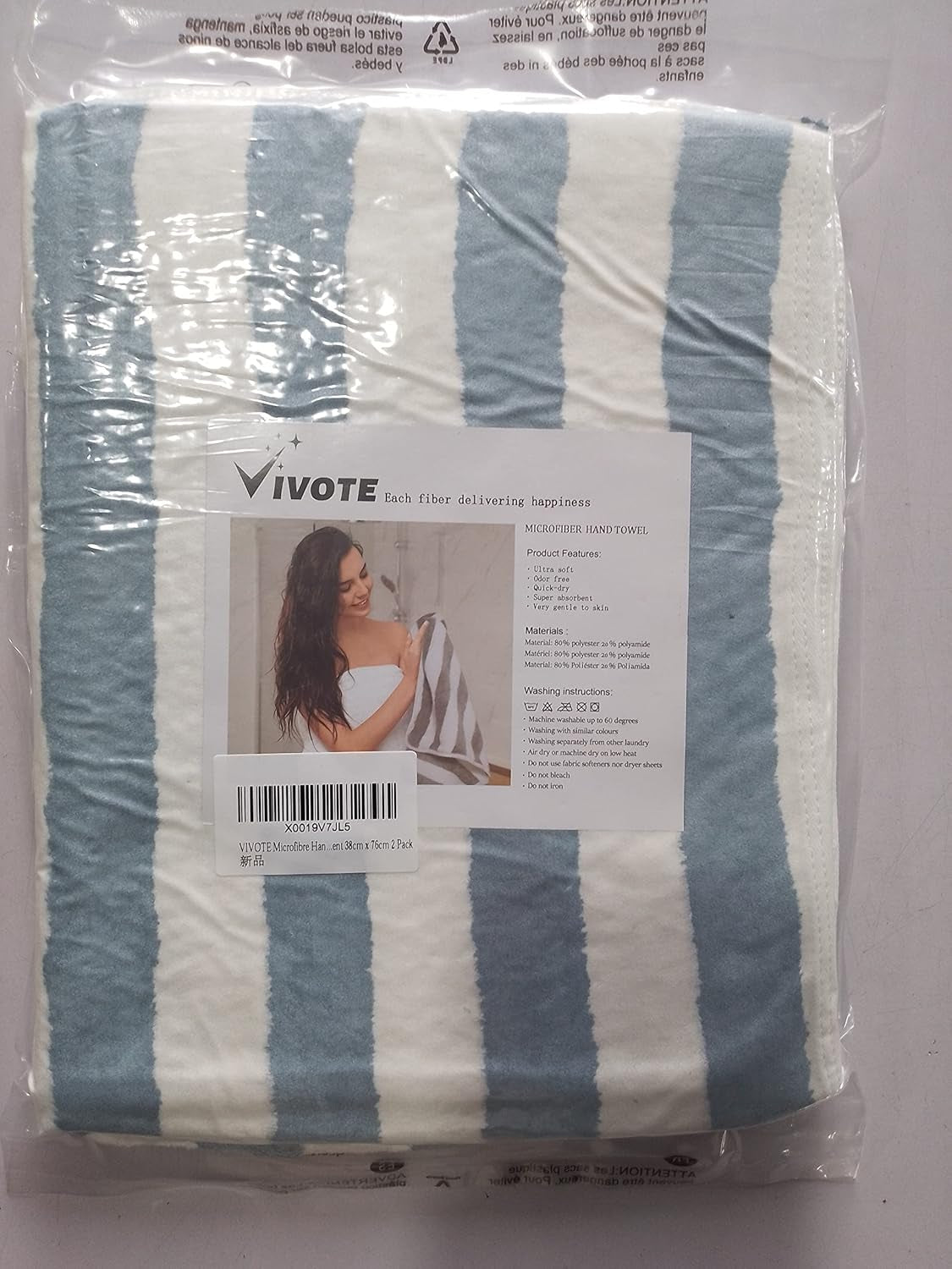 Microfibre Hand Towels for Bathroom, Super Soft & Fluffy Hand Towels, Super Water Absorbent & Quick Dry Towels, 100% Microfibre, 40X76Cm 2 Pcs Blue