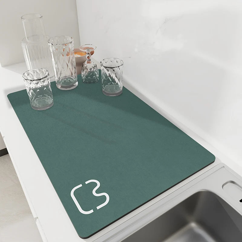 Absorbent Quick-Dry Kitchen Dish Drying Mat – Non-Slip Coffee & Tableware Pad