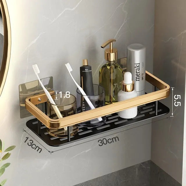 Luxury No-Drill Bathroom Shelves – Rustproof Aluminum Shower Organizer