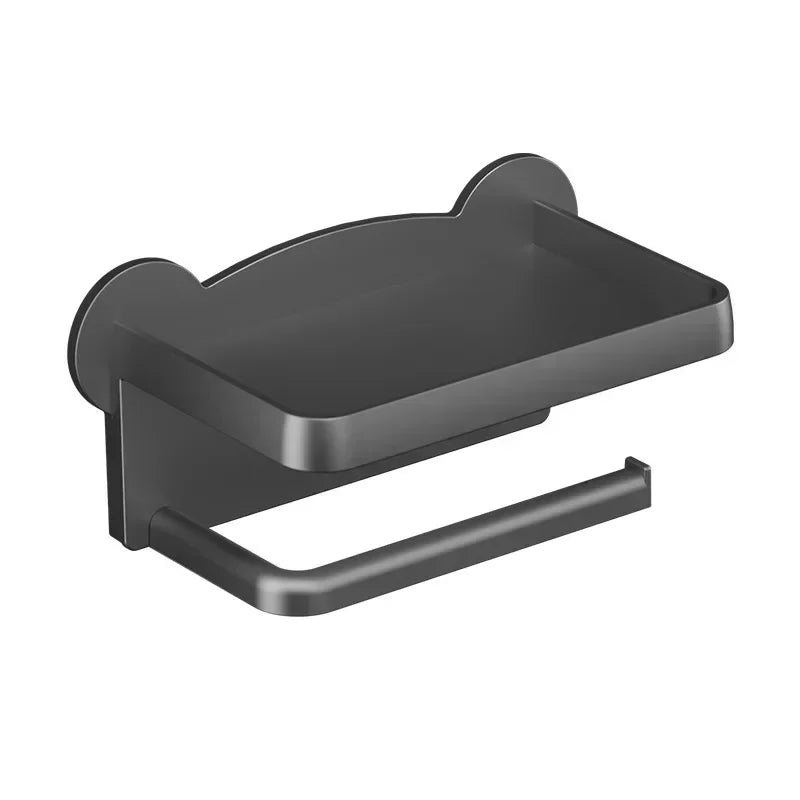 Wall-Mounted Toilet Paper Holder with Storage Shelf – Bathroom & Kitchen Organizer