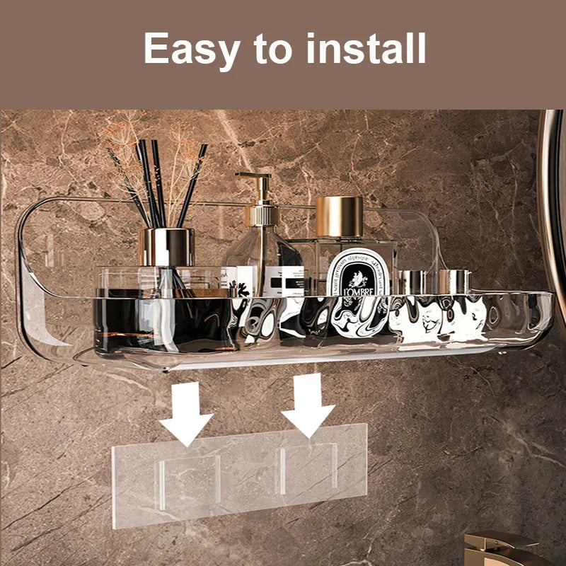 Acrylic No-Drill Bathroom Shelf – Wall-Mounted Shower & Toiletry Storage Organizer