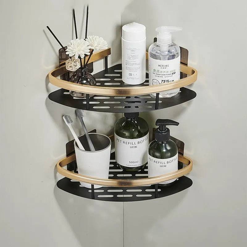 Luxury No-Drill Bathroom Shelves – Rustproof Aluminum Shower Organizer