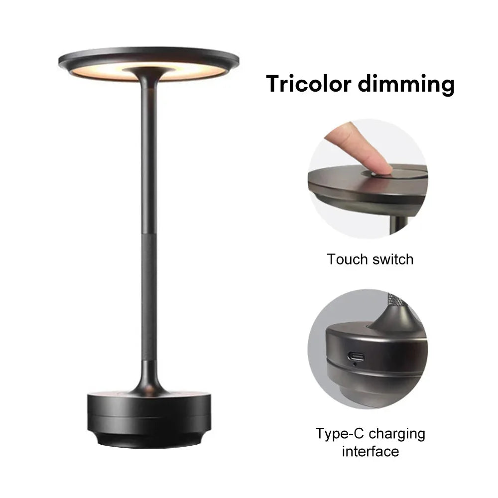 Simple Rechargeable Table Lamp Bar Desk Lamp Dimming Atmosphere Wireless Night Light for Bedroom USB Charging Touch Decor Lamp
