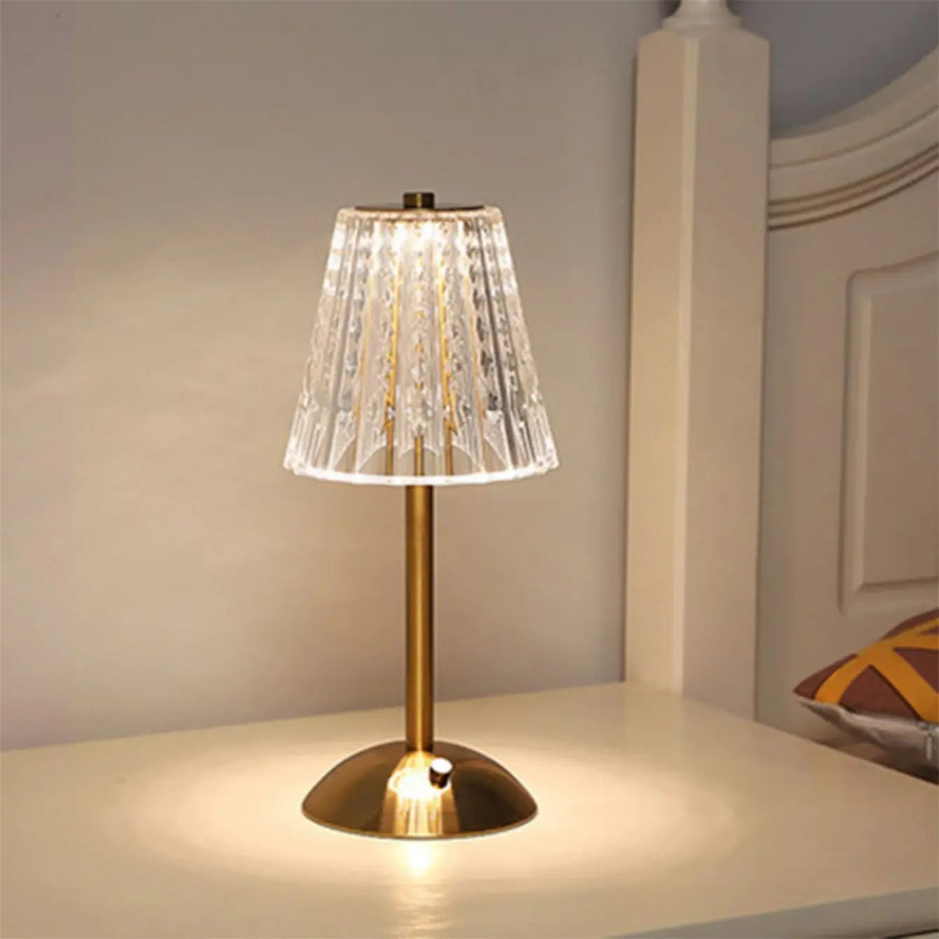Luxury Crystal Touch Bedside Lamp – Rechargeable & Elegant Night Light