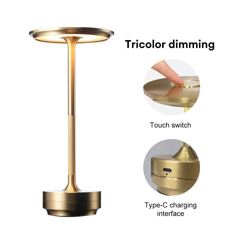 Simple Rechargeable Table Lamp Bar Desk Lamp Dimming Atmosphere Wireless Night Light for Bedroom USB Charging Touch Decor Lamp