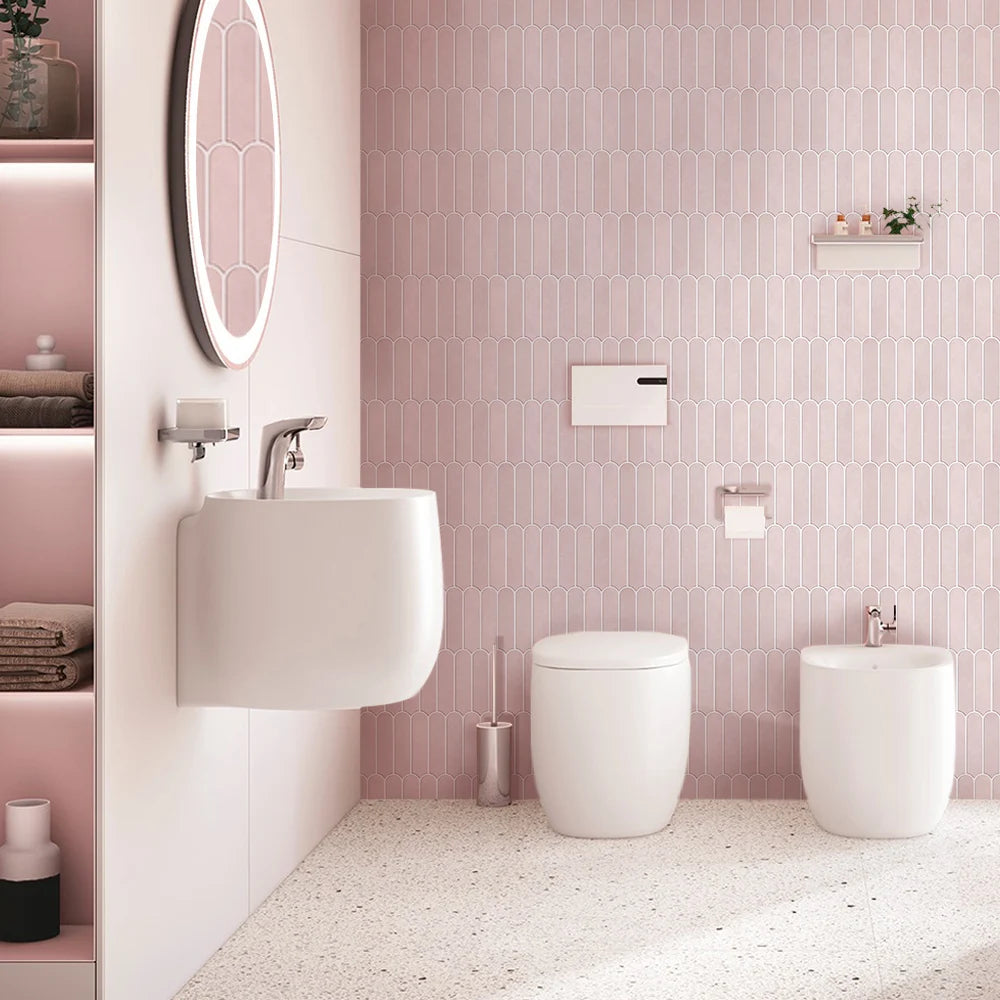 3D Tile Stickers, Self-adhesive Pink Tile Backsplashes for Kitchen, Bathroom Walls, Water and Mold Resistant, Matt, 30x30cm