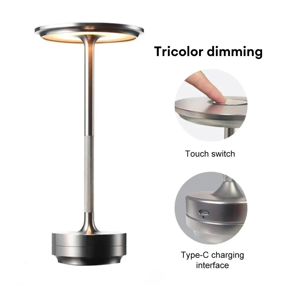 Simple Rechargeable Table Lamp Bar Desk Lamp Dimming Atmosphere Wireless Night Light for Bedroom USB Charging Touch Decor Lamp