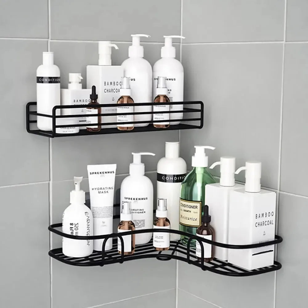 Wall-Mounted Bathroom Corner Shelf – No-Drill Storage Rack for Toiletries & Essentials