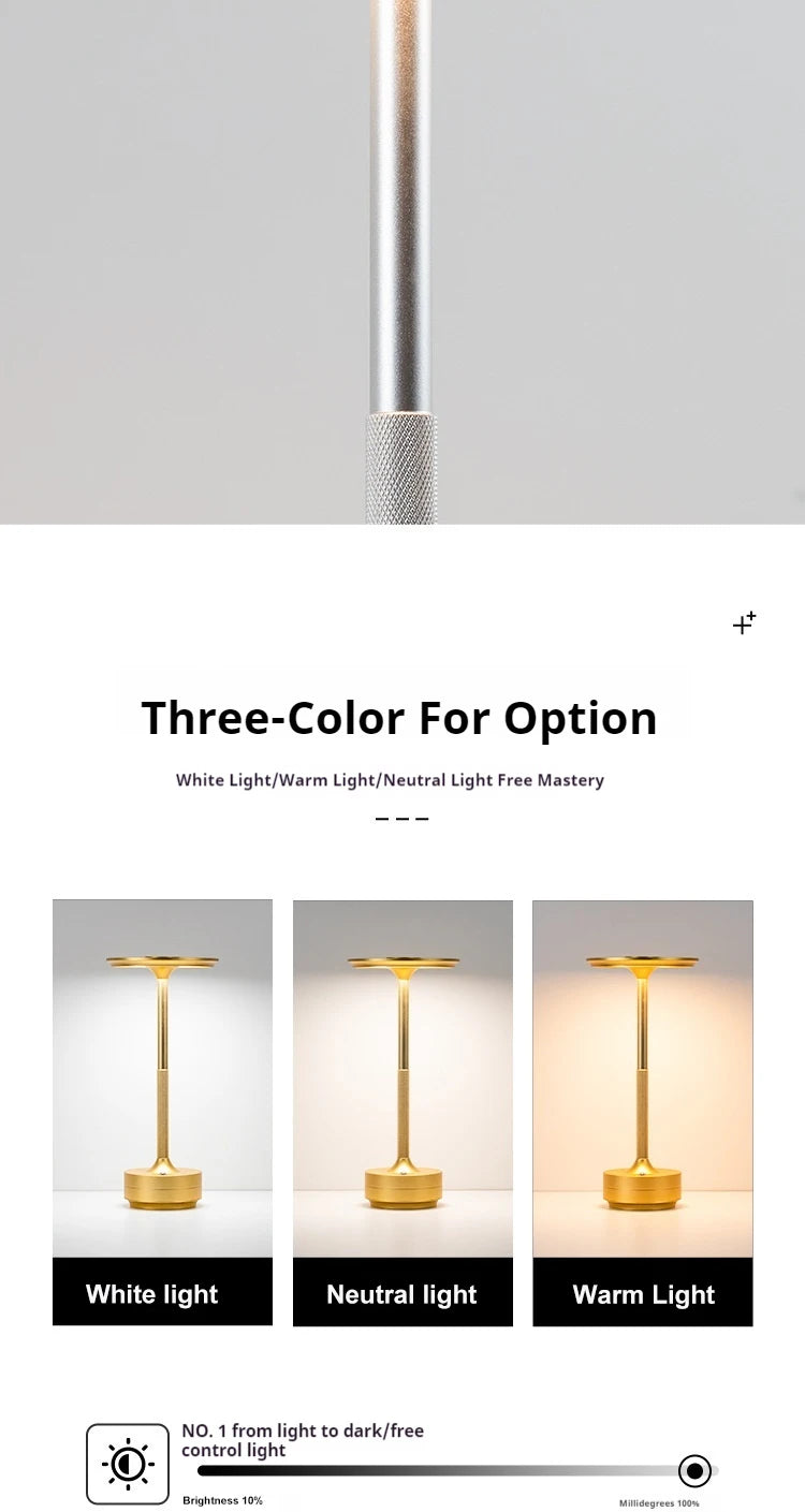 Simple Rechargeable Table Lamp Bar Desk Lamp Dimming Atmosphere Wireless Night Light for Bedroom USB Charging Touch Decor Lamp