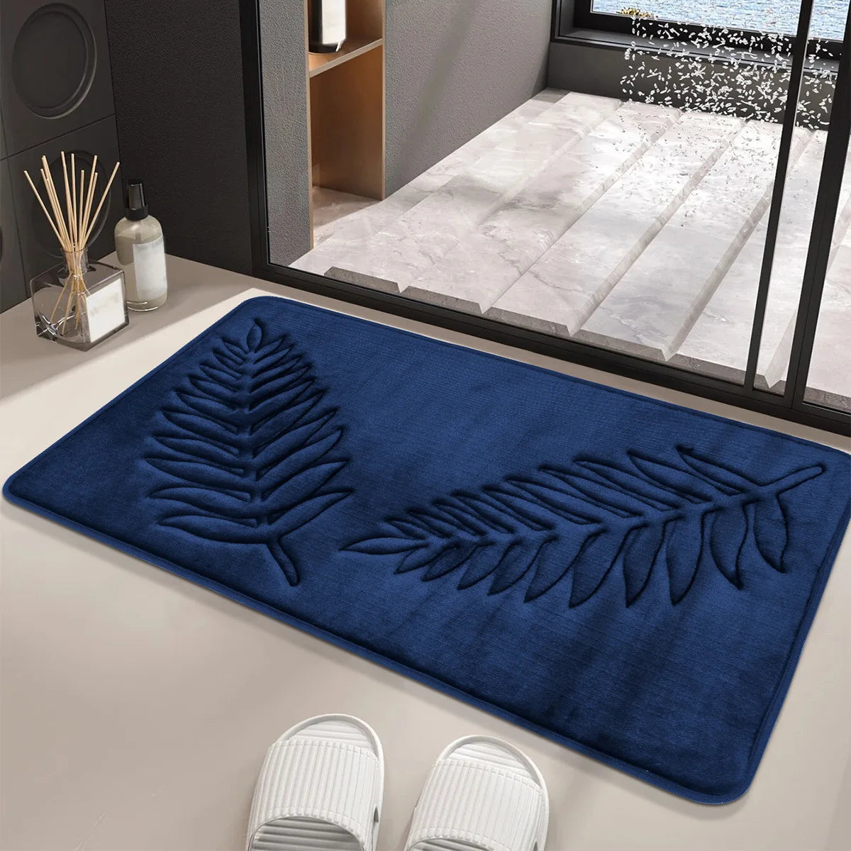 "3-Piece Non-Slip Bathroom Mat Set – Soft, Absorbent, and Stylish Leaf Design"