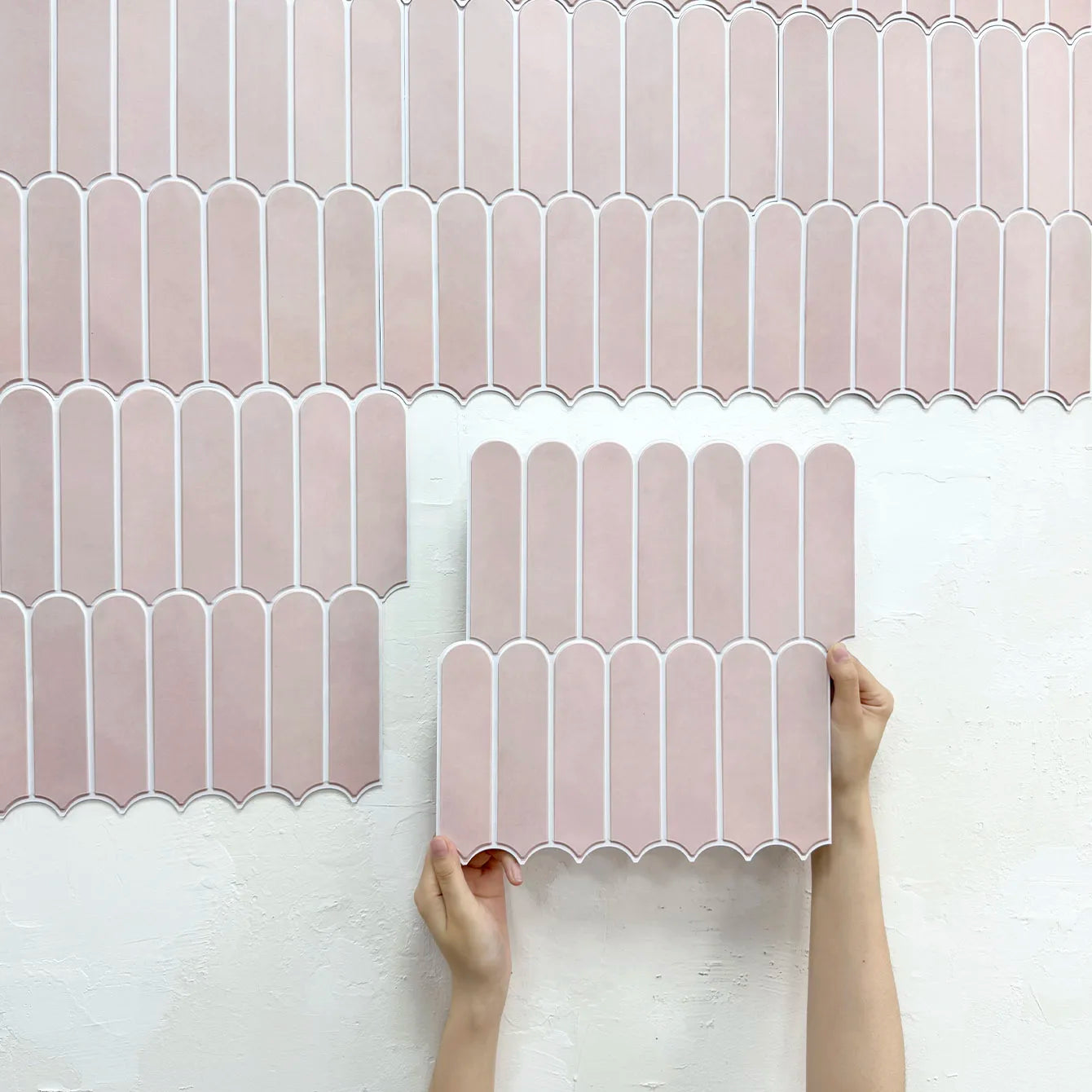 3D Tile Stickers, Self-adhesive Pink Tile Backsplashes for Kitchen, Bathroom Walls, Water and Mold Resistant, Matt, 30x30cm