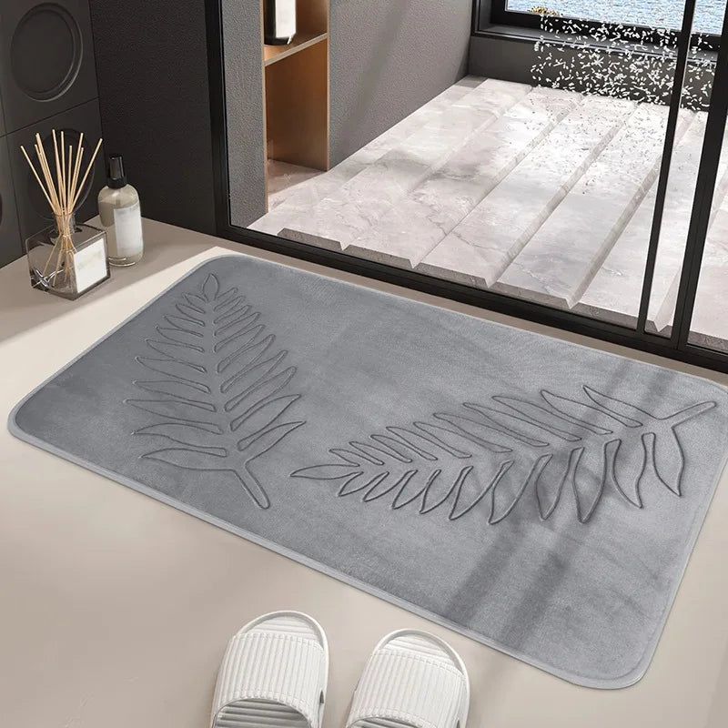 "3-Piece Non-Slip Bathroom Mat Set – Soft, Absorbent, and Stylish Leaf Design"