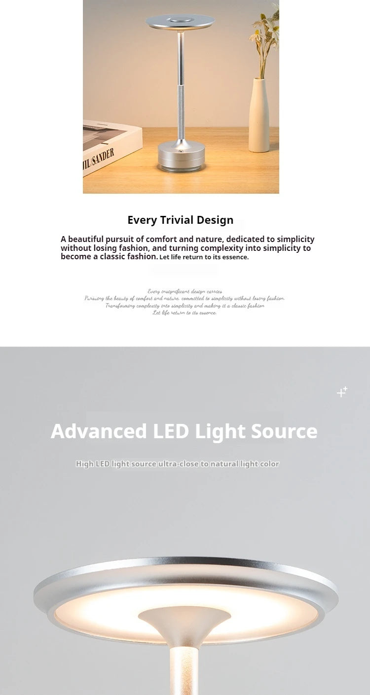 Simple Rechargeable Table Lamp Bar Desk Lamp Dimming Atmosphere Wireless Night Light for Bedroom USB Charging Touch Decor Lamp