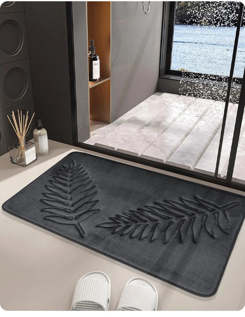 "3-Piece Non-Slip Bathroom Mat Set – Soft, Absorbent, and Stylish Leaf Design"