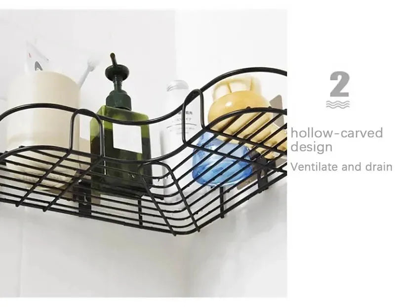 Wall-Mounted Bathroom Corner Shelf – No-Drill Storage Rack for Toiletries & Essentials