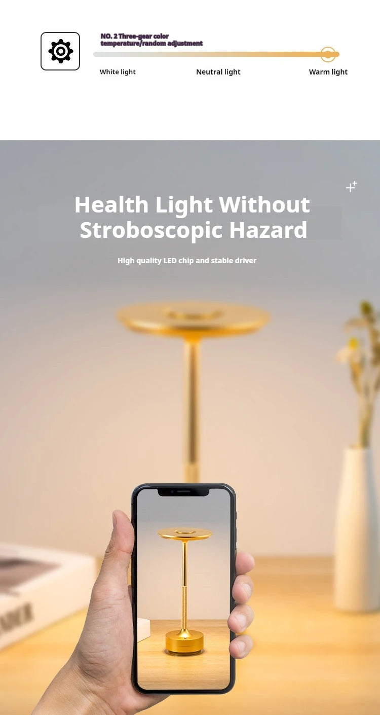 Simple Rechargeable Table Lamp Bar Desk Lamp Dimming Atmosphere Wireless Night Light for Bedroom USB Charging Touch Decor Lamp